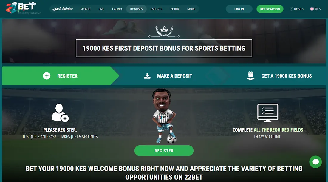 22Bet Welcome Bonus Screenshot